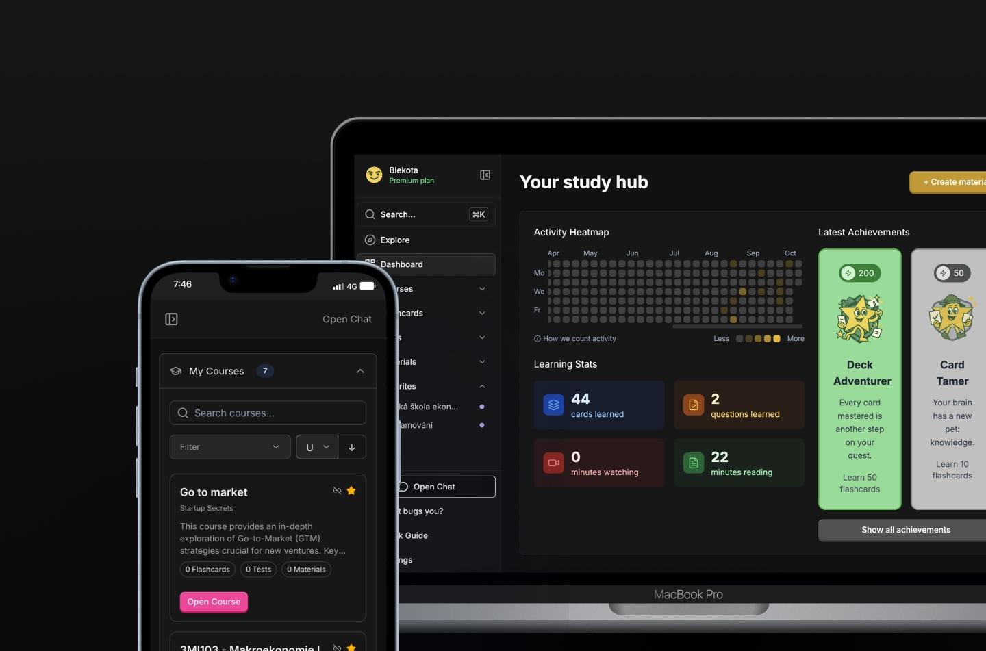 Blekota study app dark version