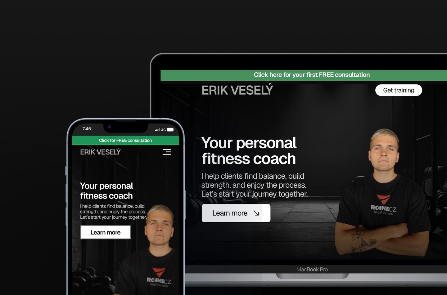 Fitness coach WP template dark version