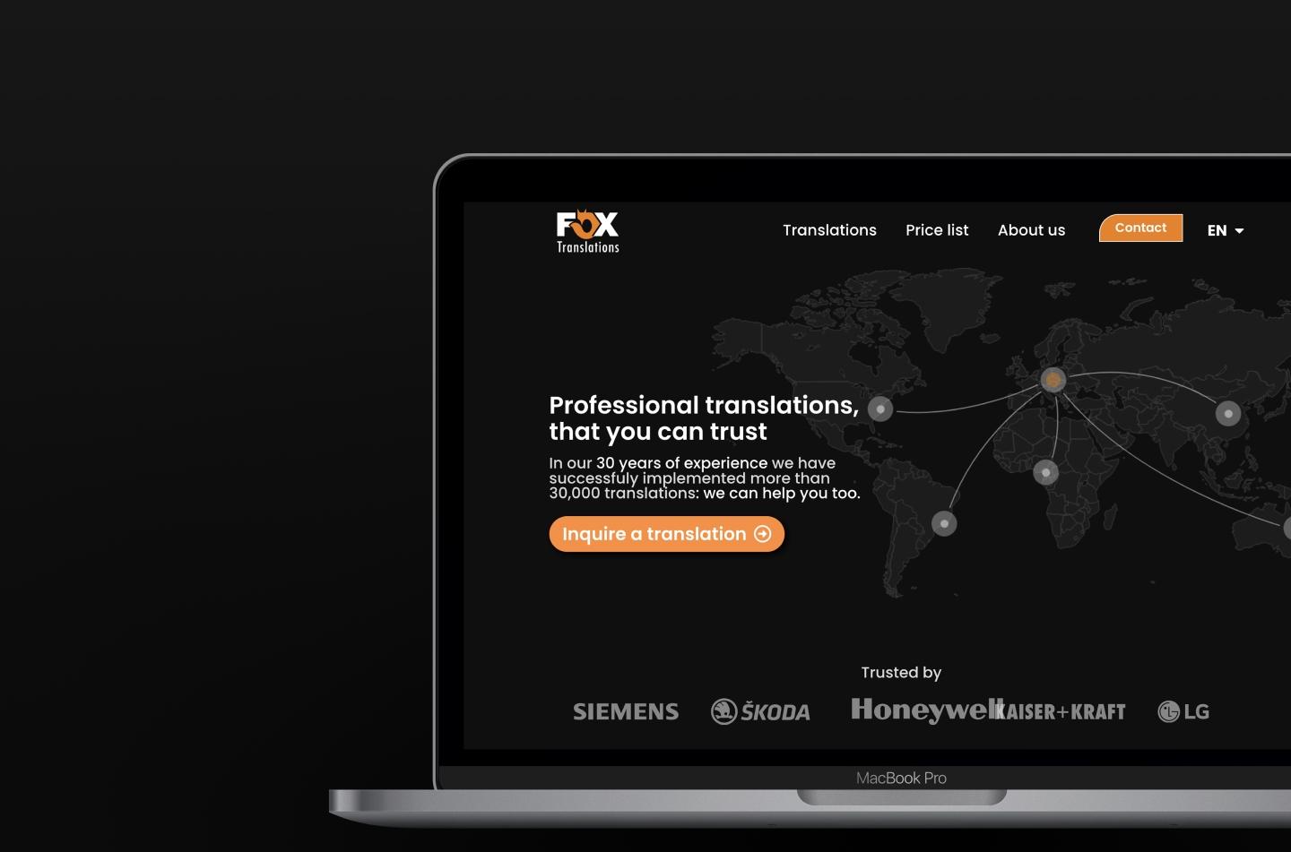FoxTranslations website dark version