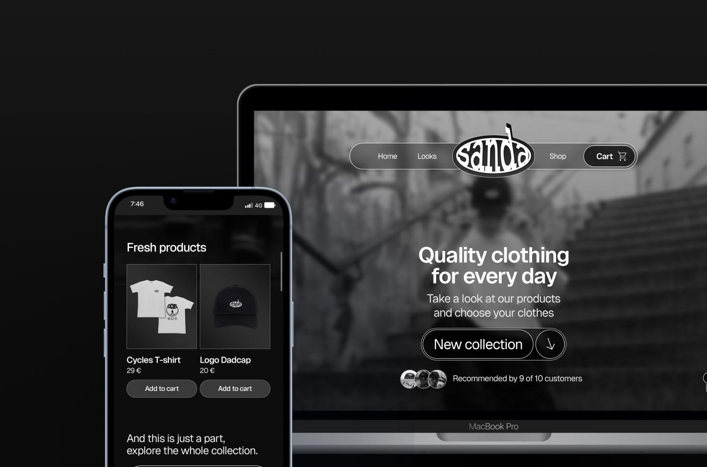 Sanda Clothing E-shop dark version